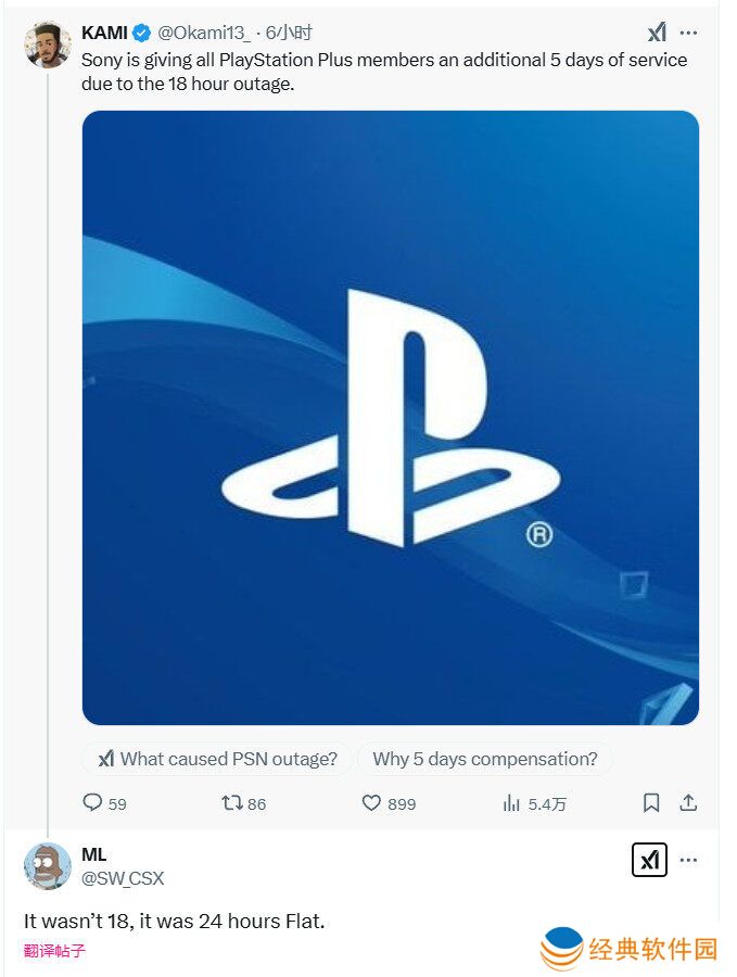 PSN宕机24小时，索尼大方补偿：仅加5天会员！宣传图1